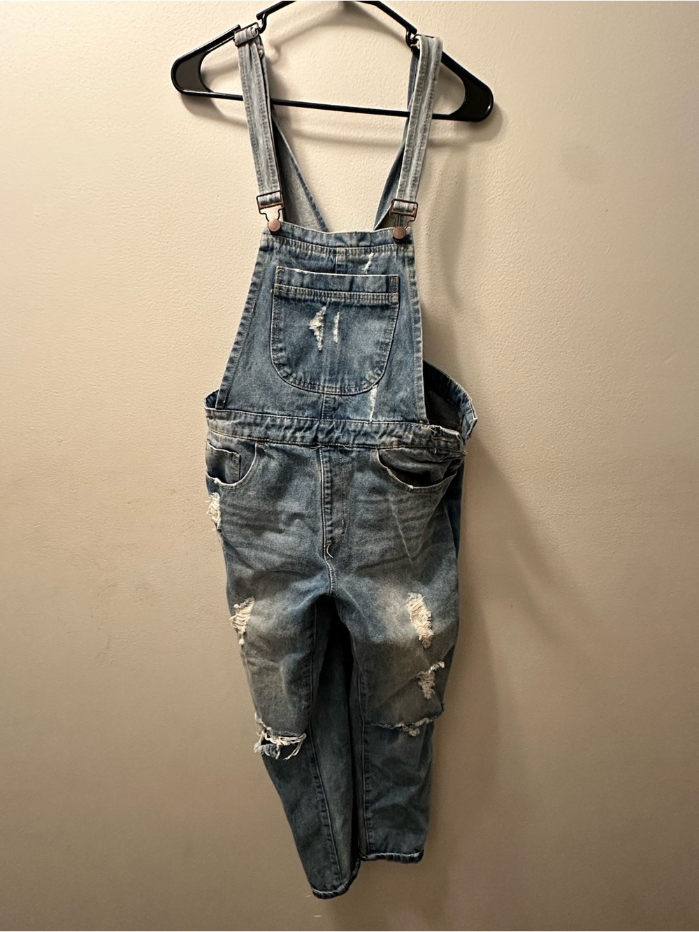 Distressed Denim Overalls - Light Blue us 26 forever 21